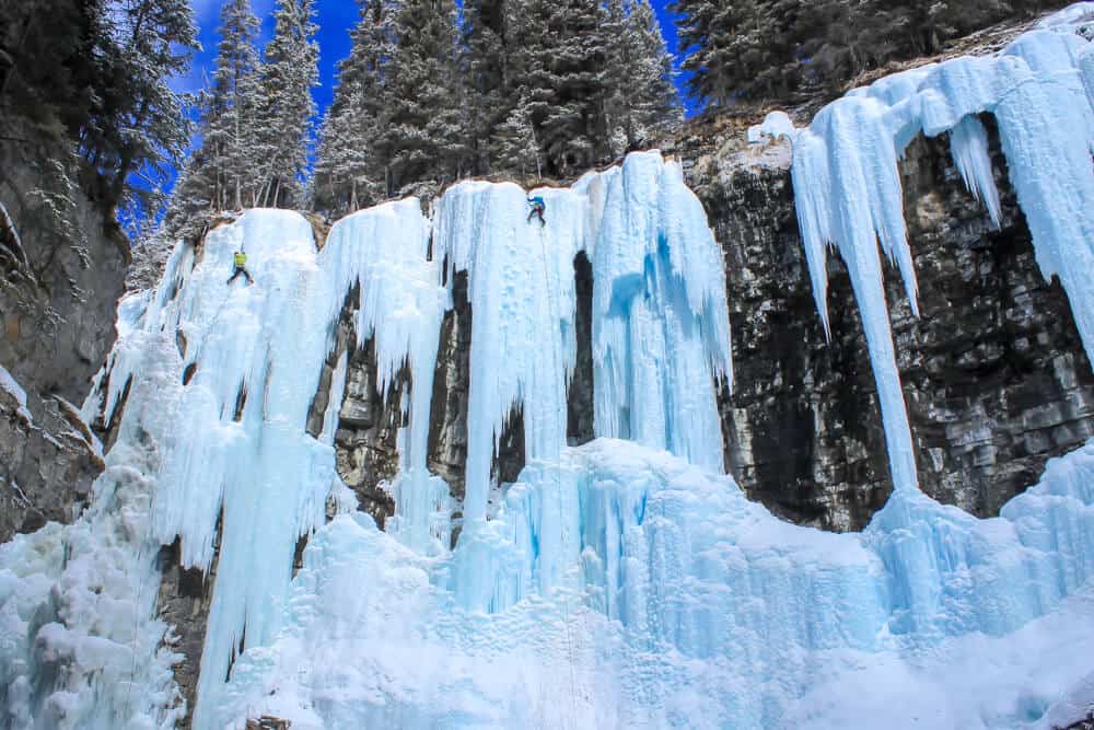 ice climbers in banff national park