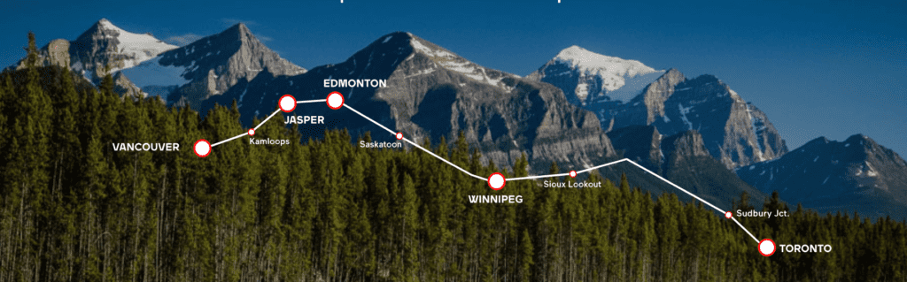 the canadian train route from toronto to vancouver