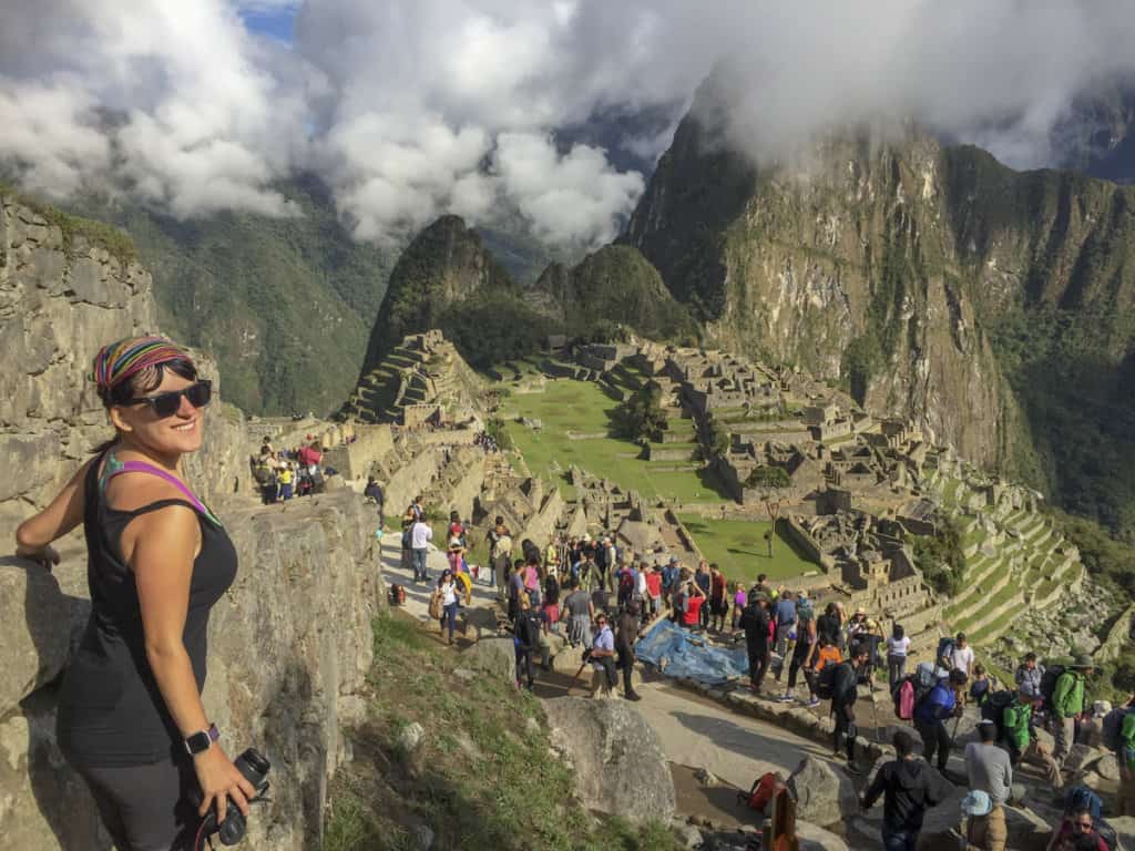 Machu Picchu site with tourists