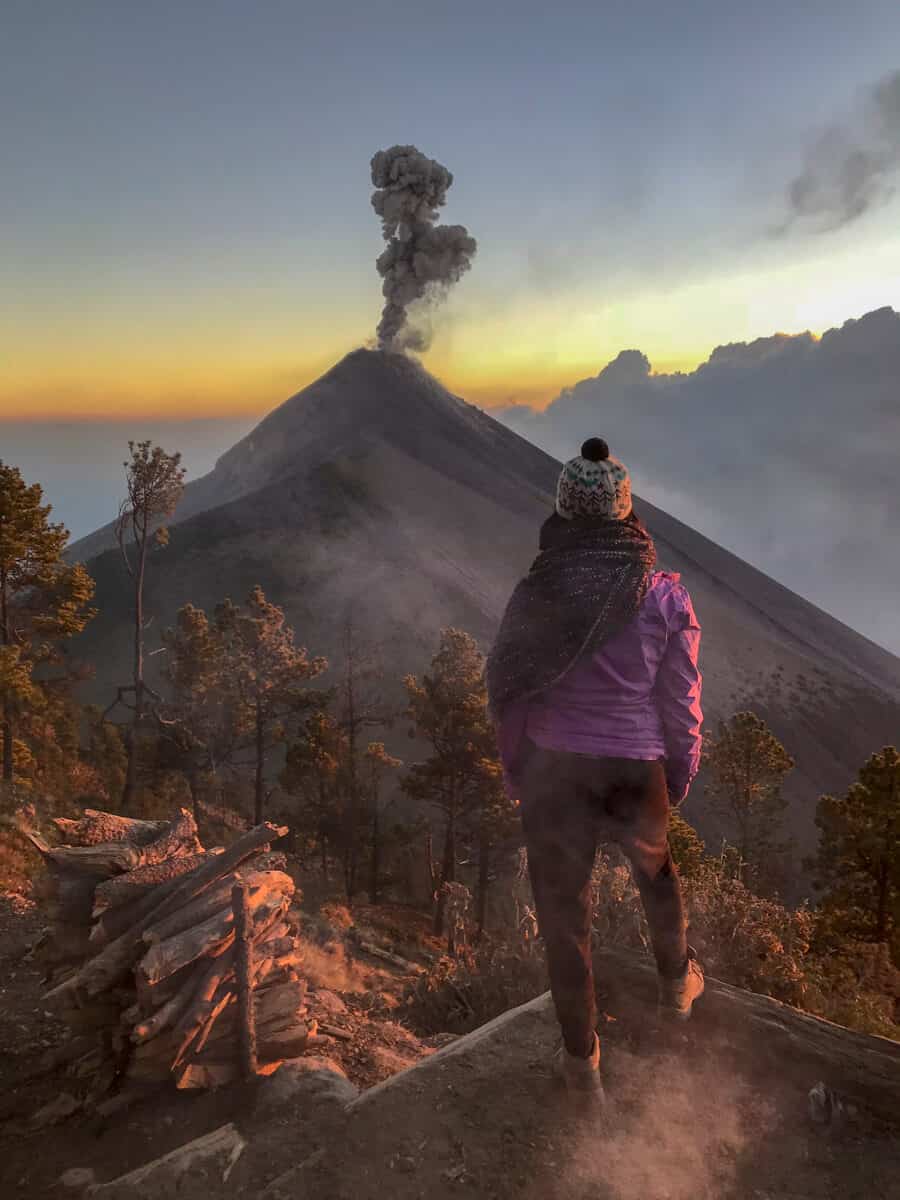 watching sunrise on acatenango volcano