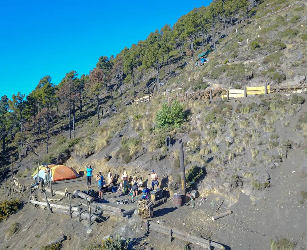 base camp on acatenango volcano