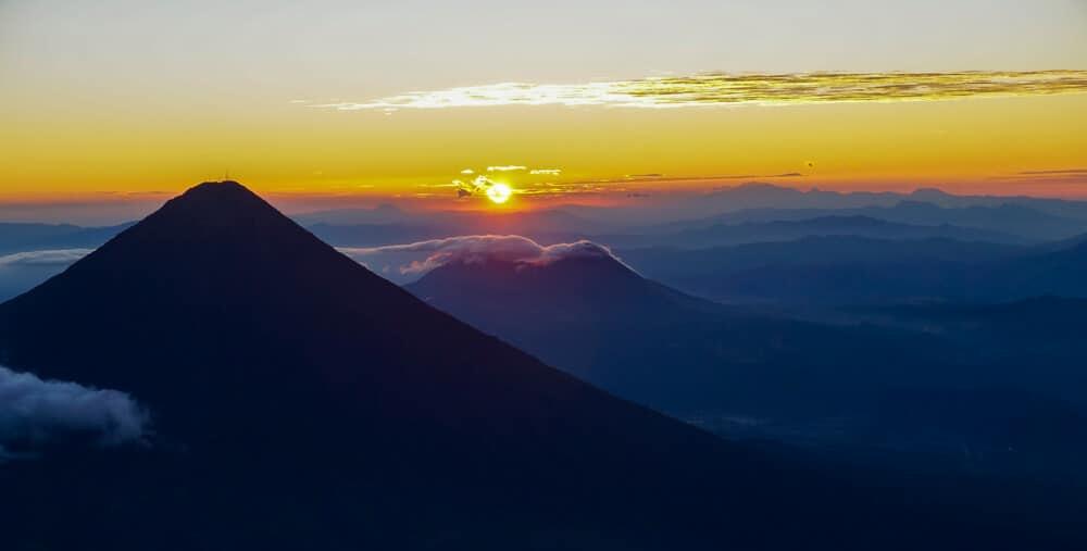 sunrise on acatenango volcano hike