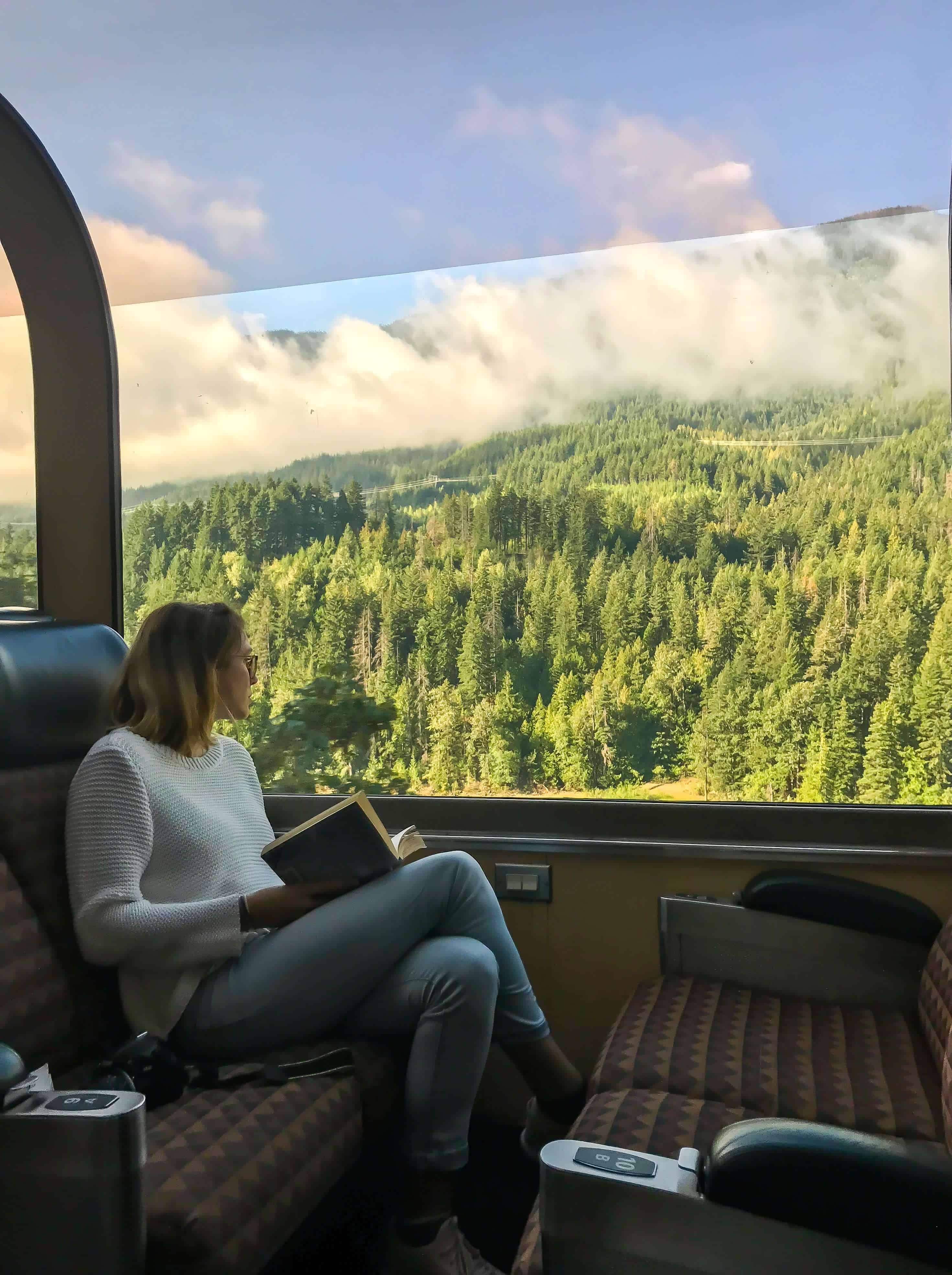 girl staring out of train in British colombia