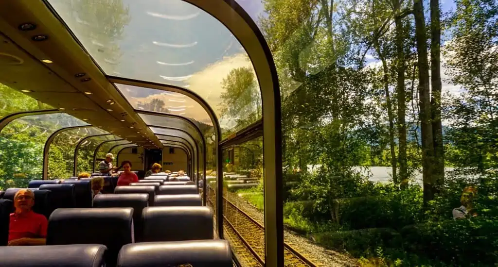 views of forest on the Panoramic train cart canada