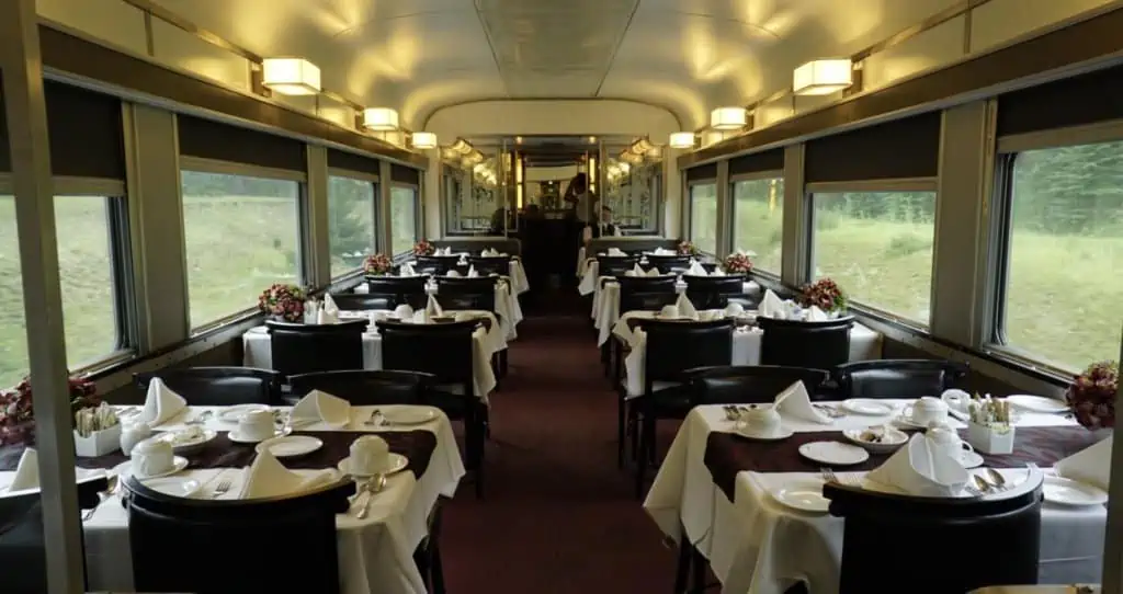 The dining cart on via rail train