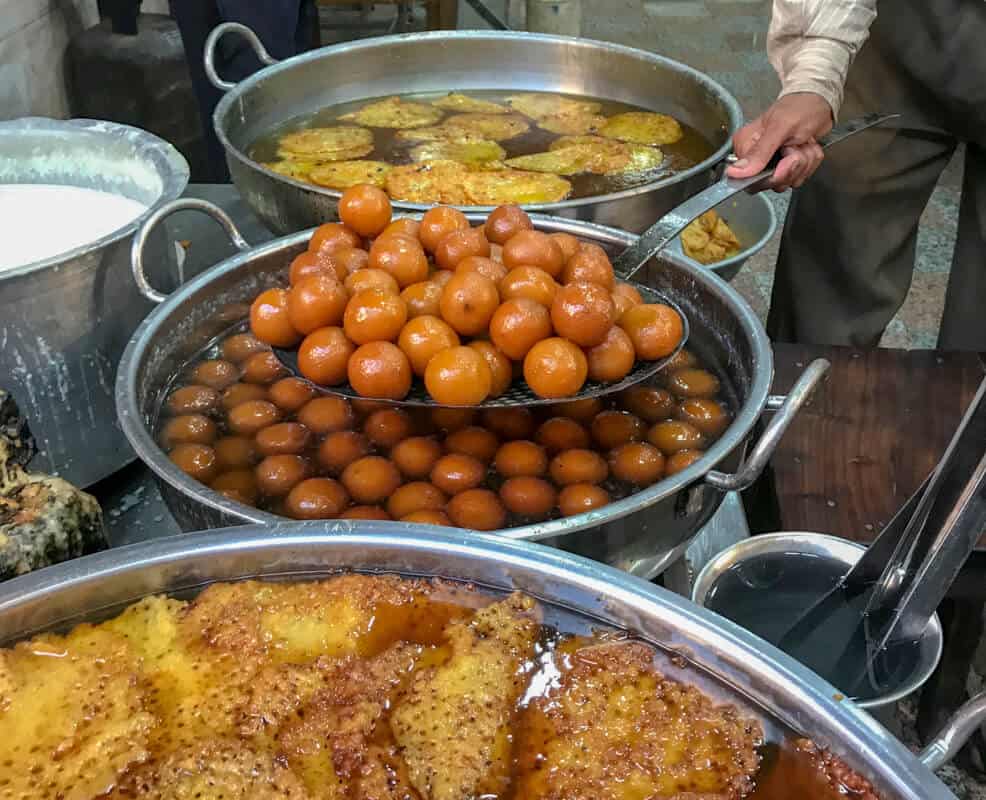 Gulab Jamuns in the markets of Pushkar during Diwali
