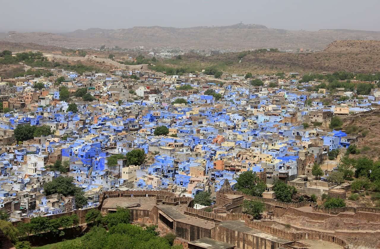 View of the blue city, one of the colourful cities of India