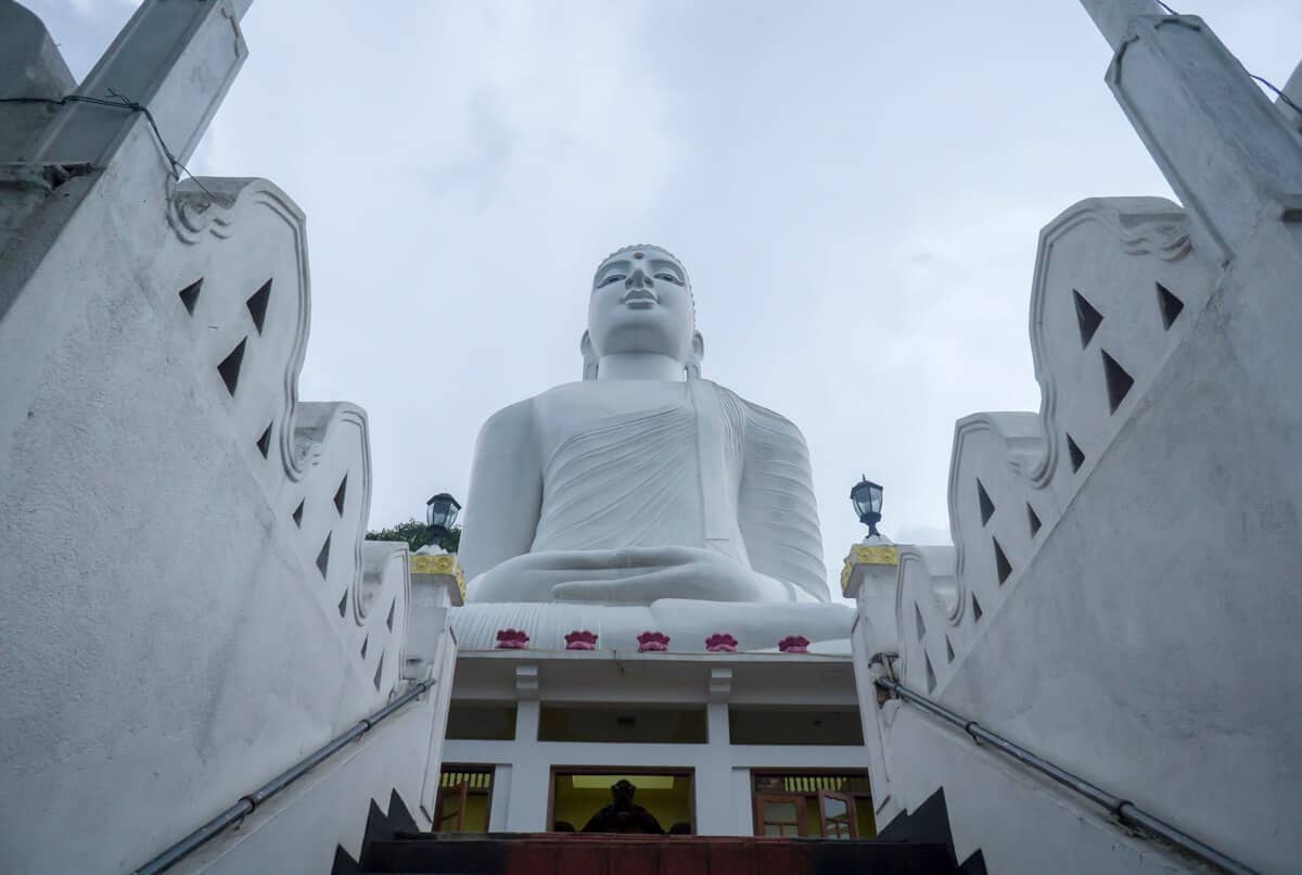 Visiting the white buddha status in Kandy, Sri Lanka