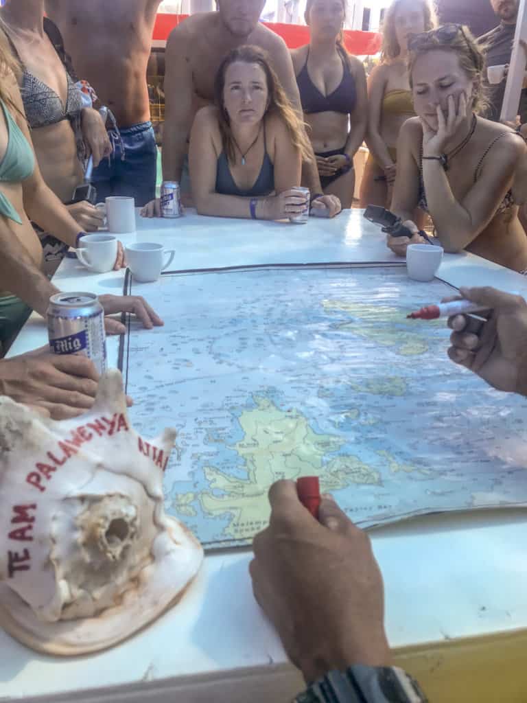 Mapping out our route on the boat