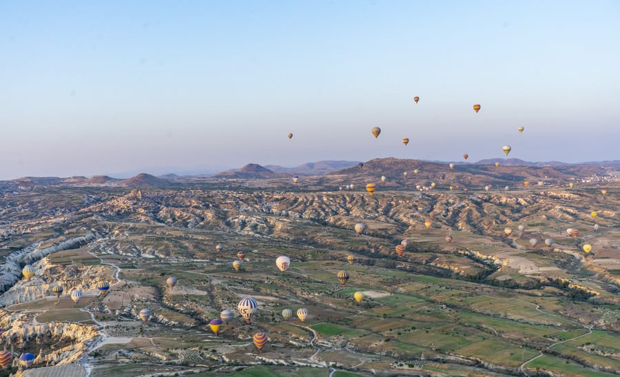 hot air balloons over cappadocia turkey