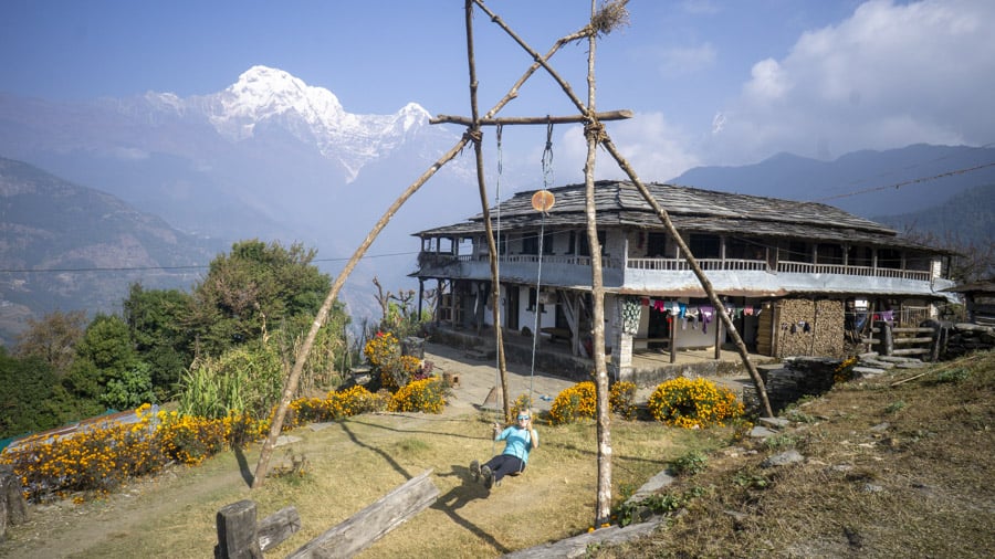 swing on the ghandruk trek nepal