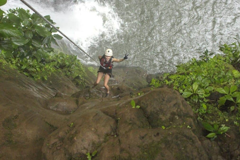 girl canyoning in la fortuna