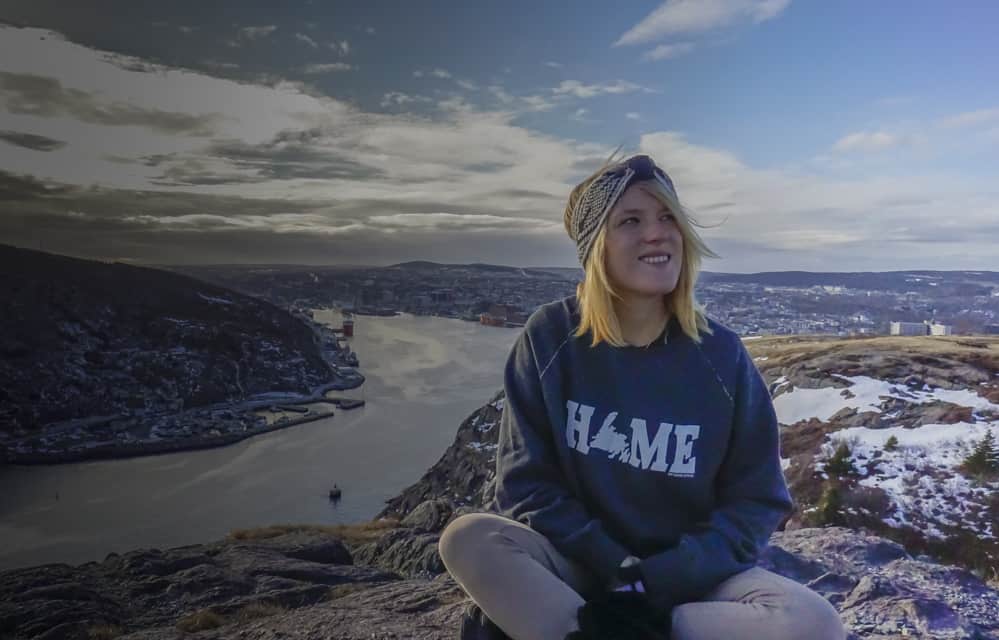 girl on signal hill in st. johns newfoundland