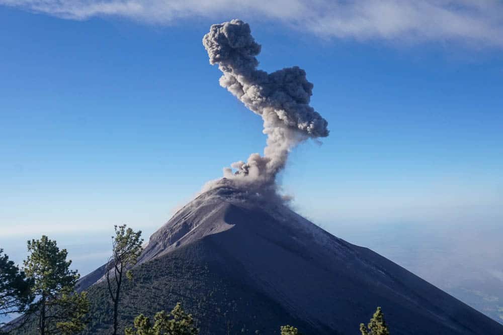 fuego volcano erupting