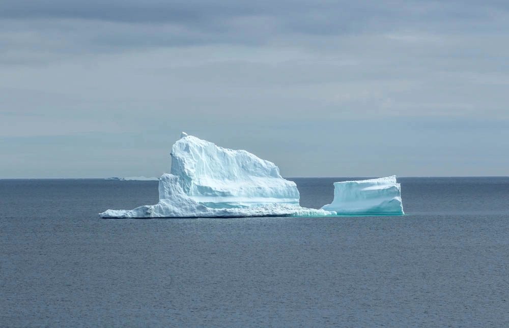 a large iceberg sits in the atlantic ocean in newfoundland