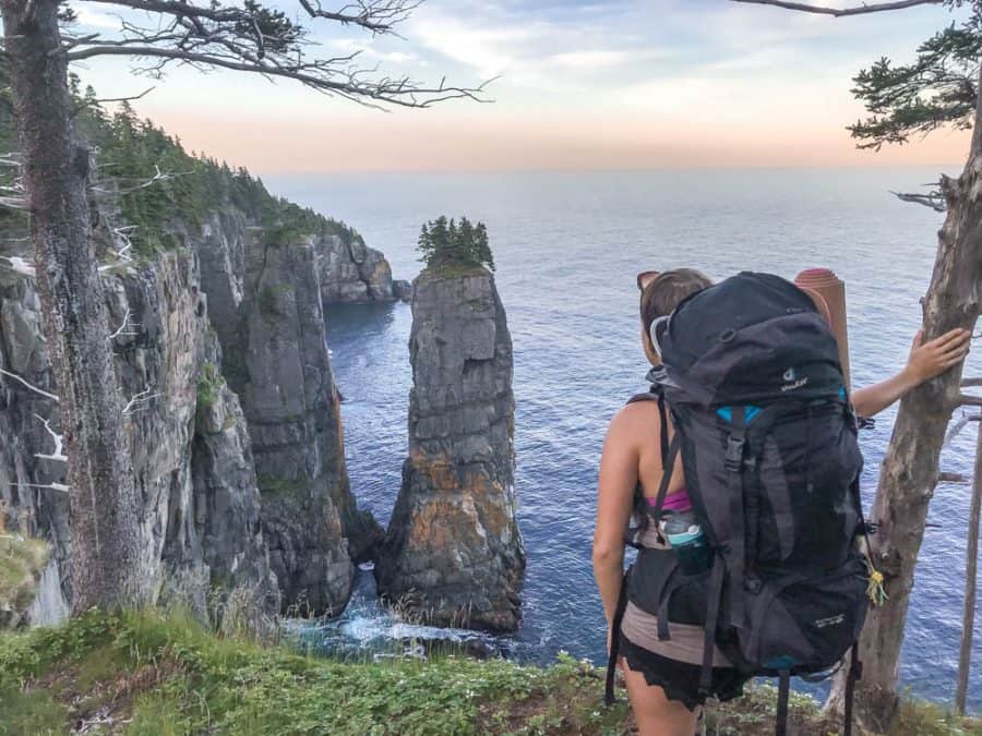 girl hiking the east coast trail in newfoundlnad