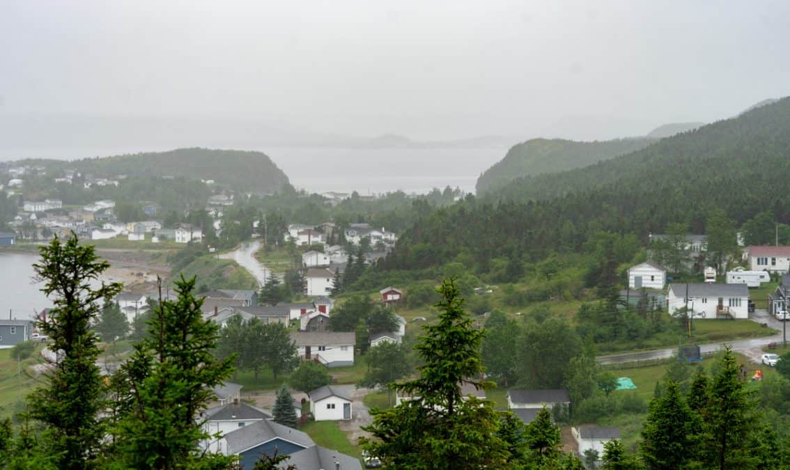 town of dover newfoundland on a foggy day