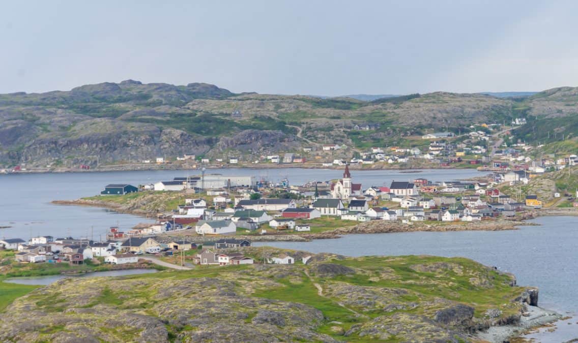 landscape view of a charming community in fogo island
