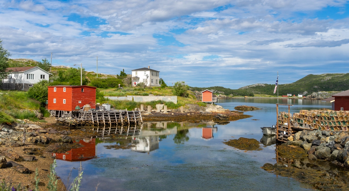 houses reflecting in the water on the eastport peninsula