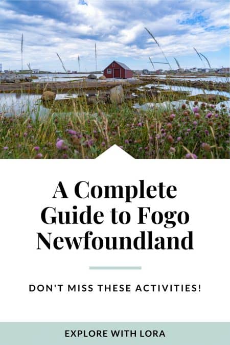 photo of red saltbox on fogo island with overlay text that reads the best things to do on fogo island newfoundland