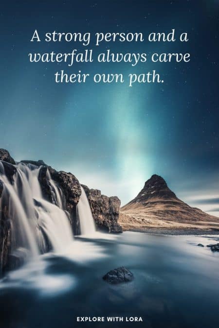 watefall in iceland with waterfall quote 