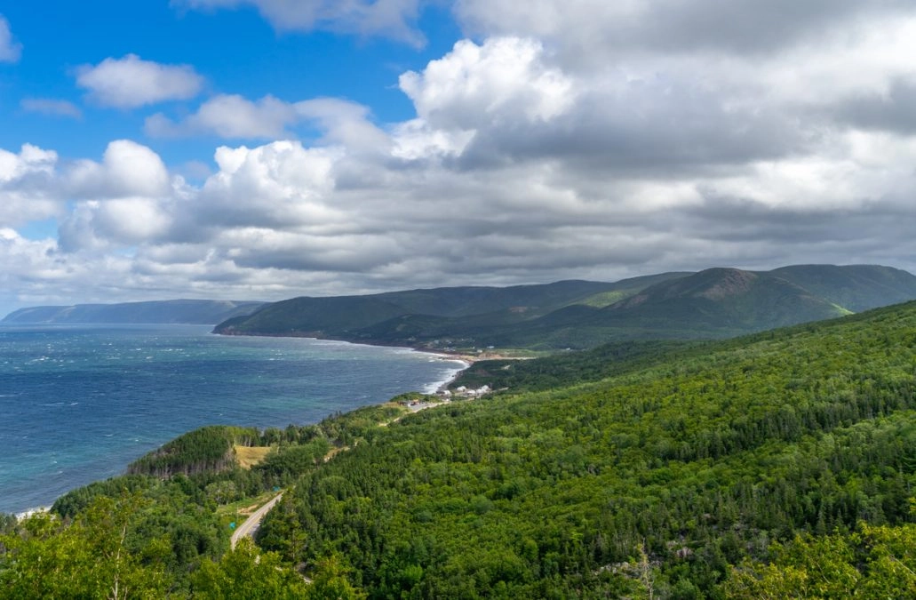 aerial view cape breton highlands national park