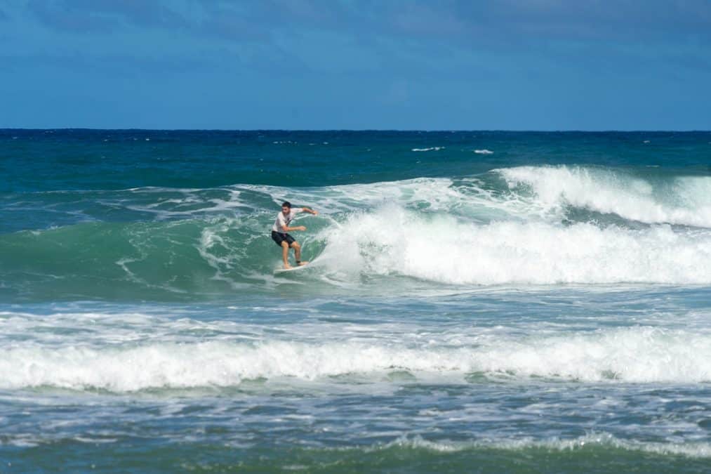 Surfer in Barbados at Bathsheba