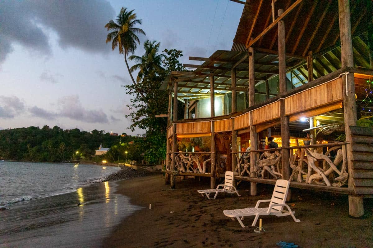 beach chairs by the ocean at keepin it real toucari dominica