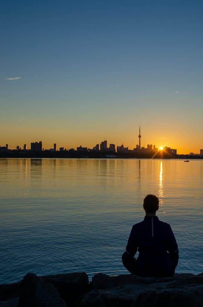 watching the sunset at toronto islands