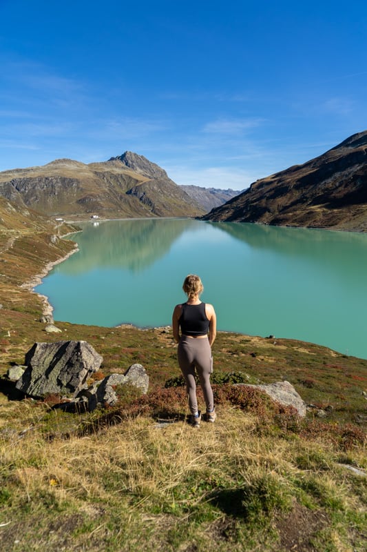 girl looking over Lake Silvretta