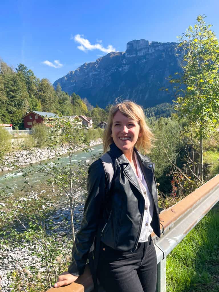lora smiling in mellau austria by mountains