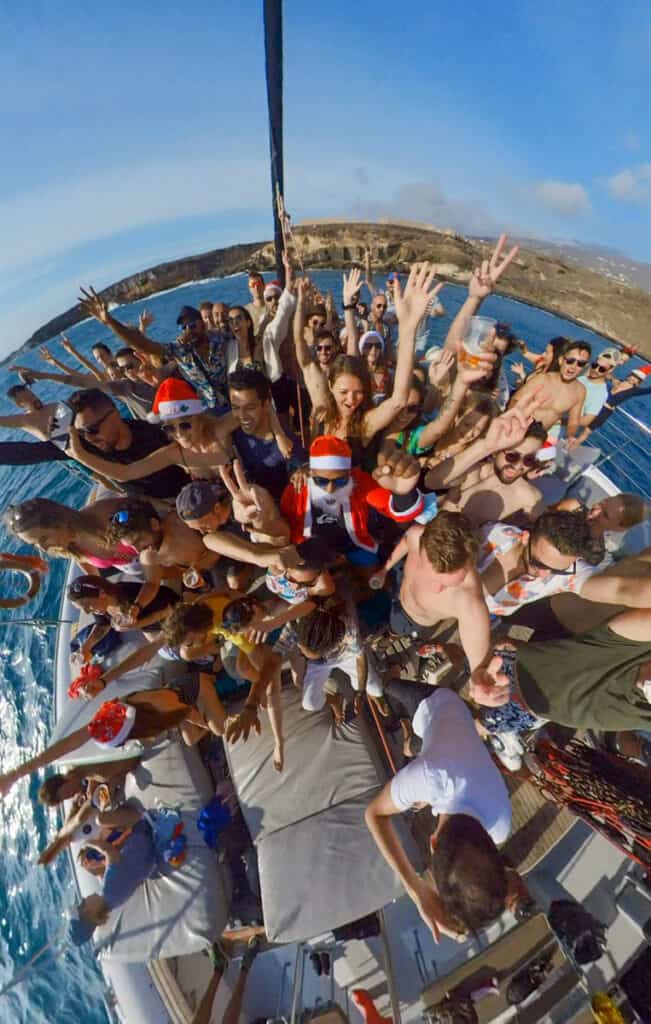 digital nomads partying on a tenerife boat trip