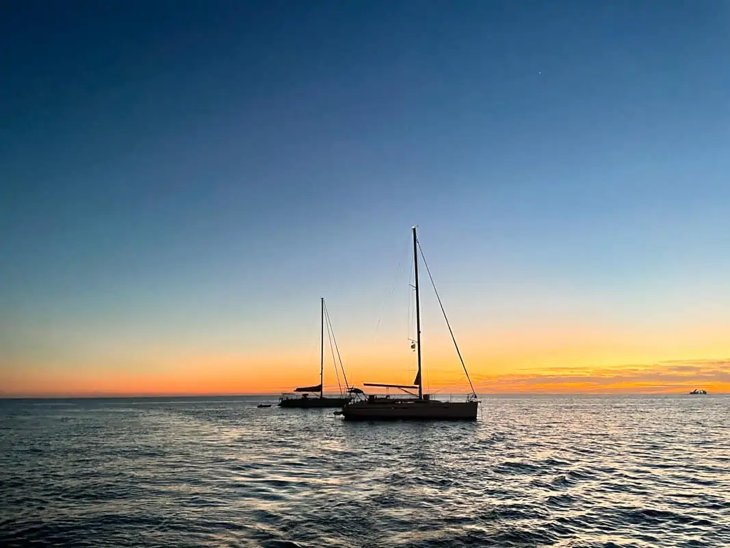 sailboats at sunset in tenerife