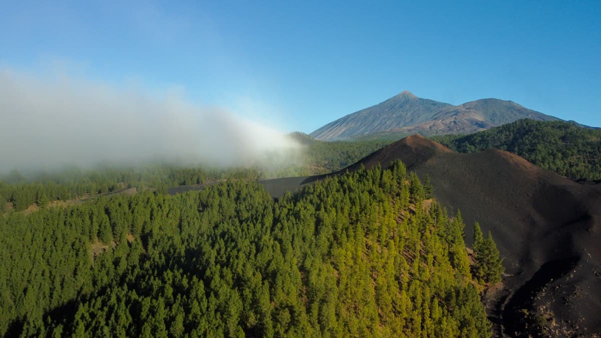 drone shot of teide national park tenerife