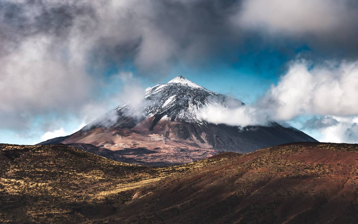 teide volcano with snow