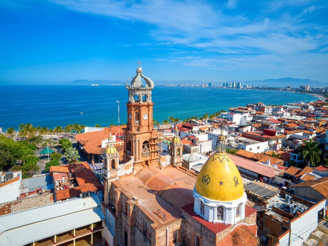 Aerial view of a sunny day at Puerto Vallarta