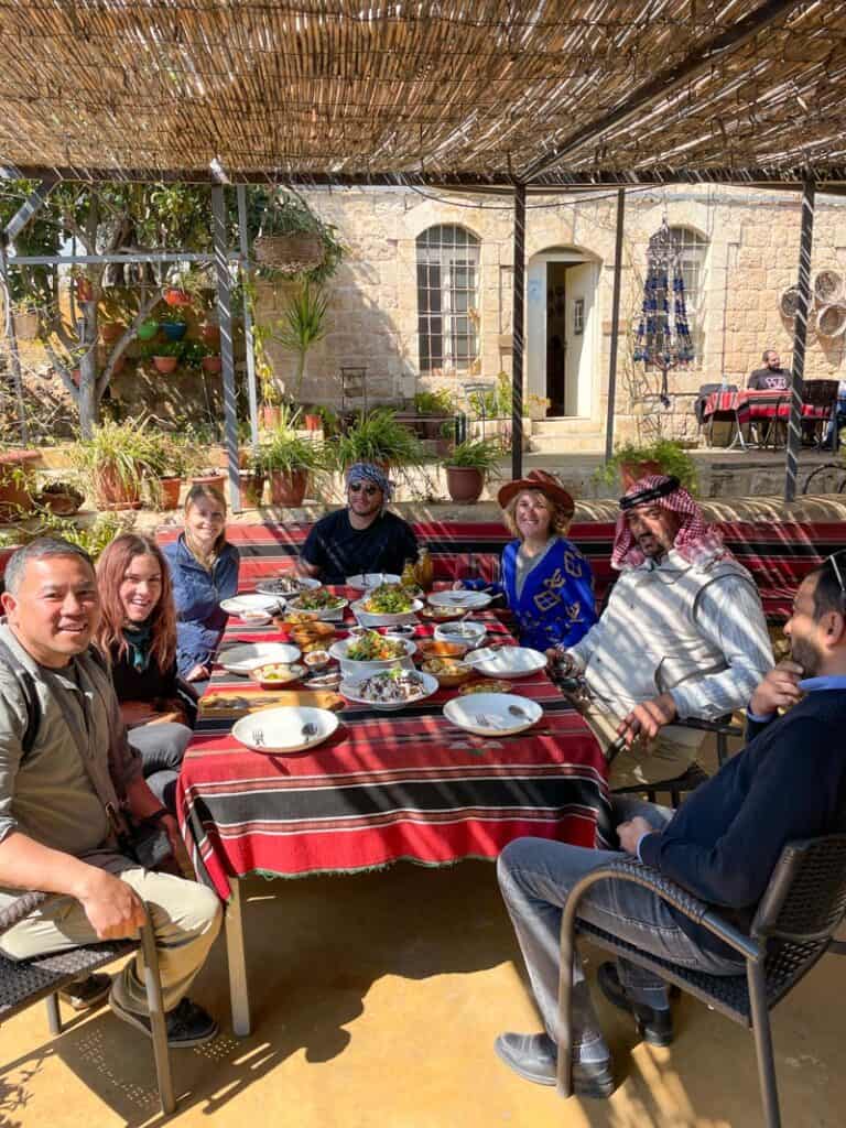 group of friends eating dinner in amman jordan