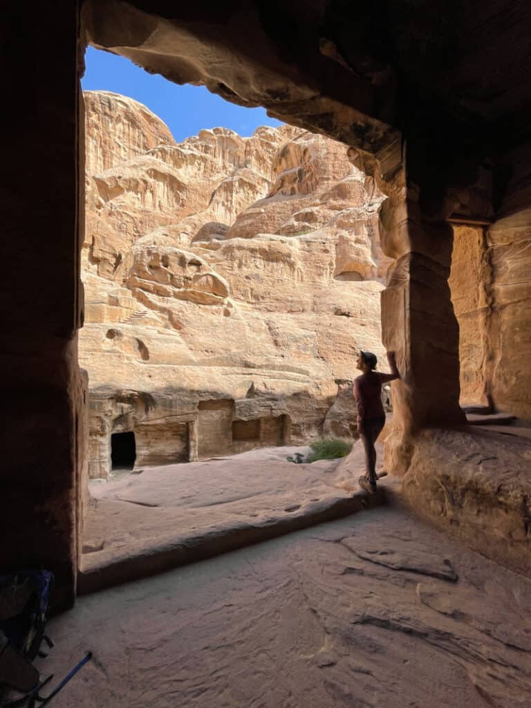 girl hiking in little petra