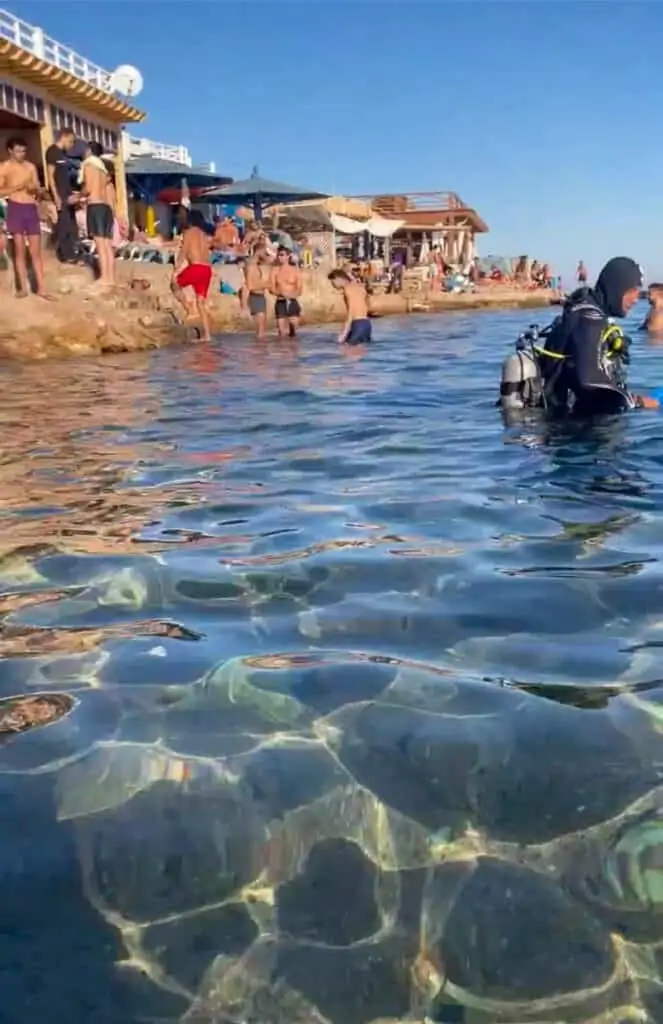 Divers walking in Egypt