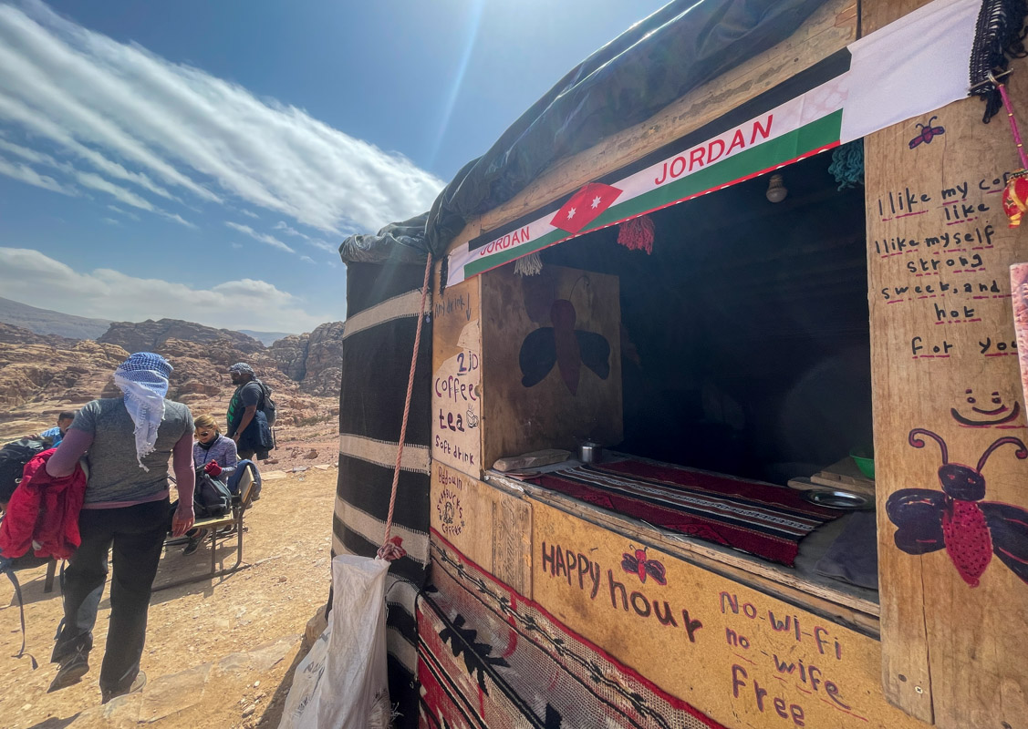 A Bedouin coffee stand on a hiking trail