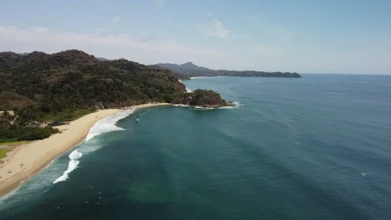 aerial shot of beach in sayulita