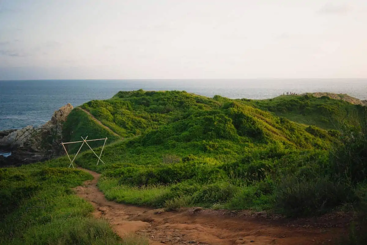 sectacular view of rolling green hills meeting the crystal-clear ocean in Mazunte, Mexico