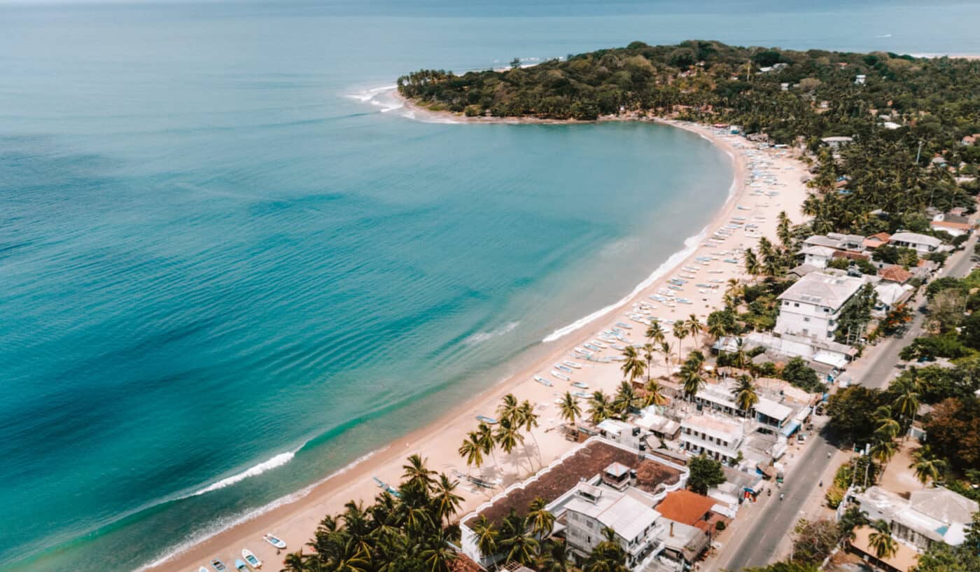 aerial shot of arugam bay