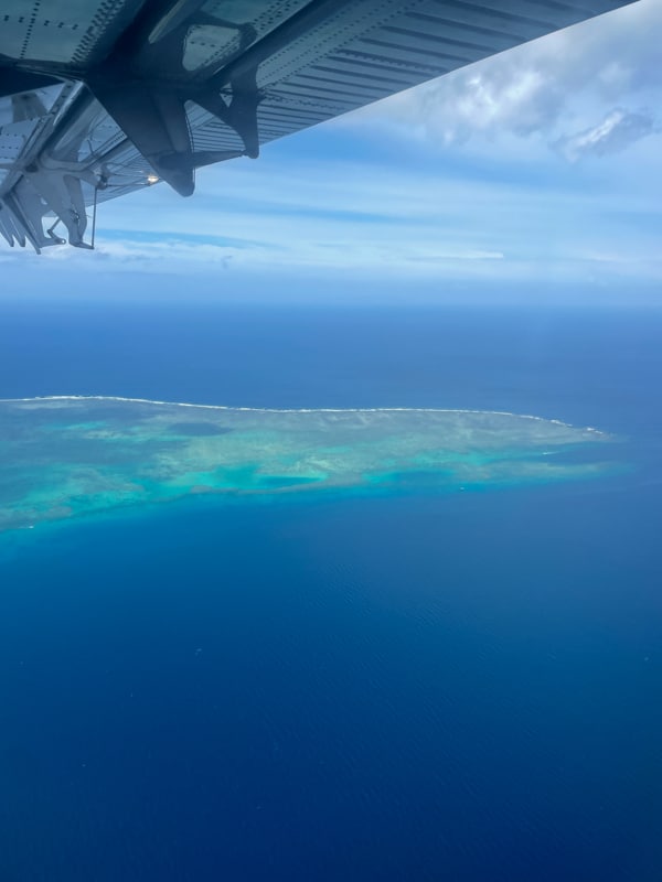 scenic flight over water in fiji