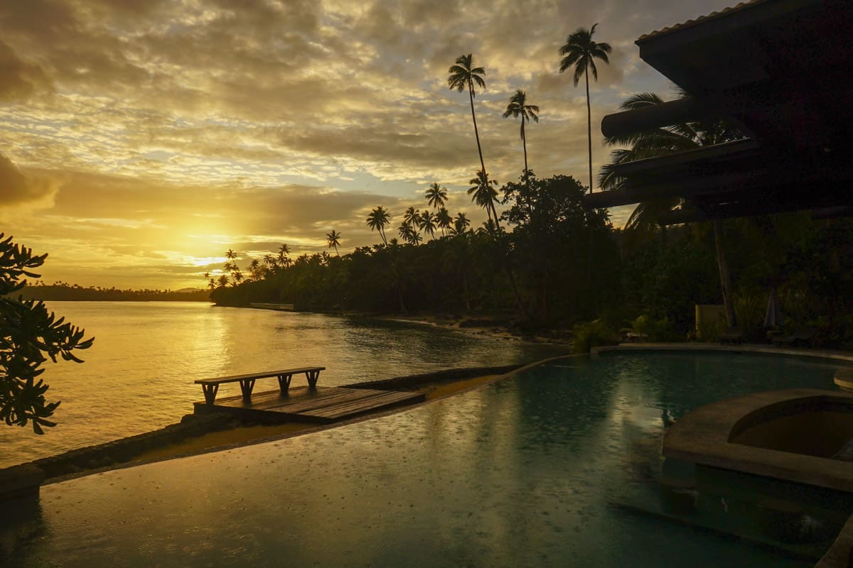 infinity pool at sunset
