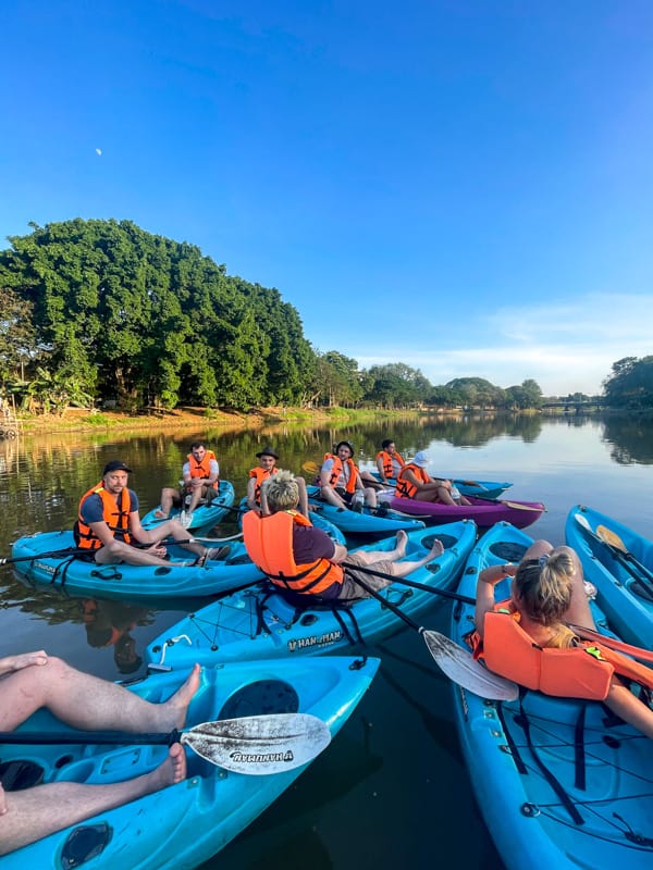 group of people kayaking in chiang mai