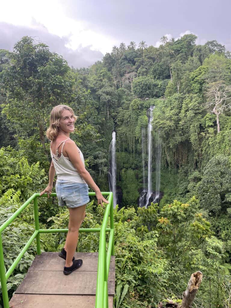 lora overlooking waterfall in bali