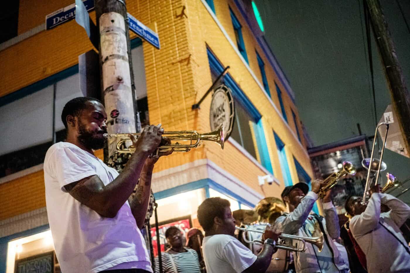 man playing trumpet in new orleans