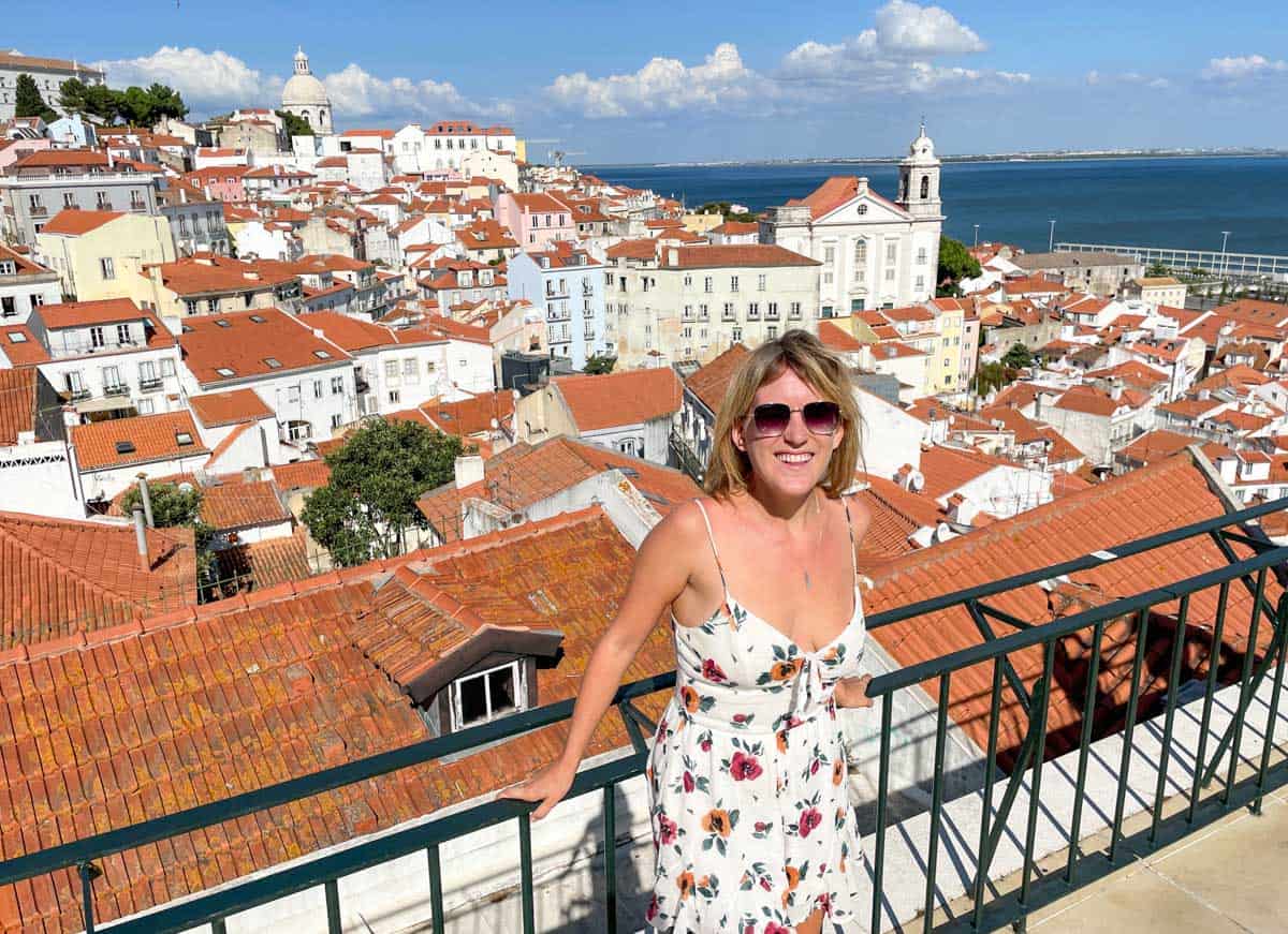 lora on rooftop in lisbon portugal