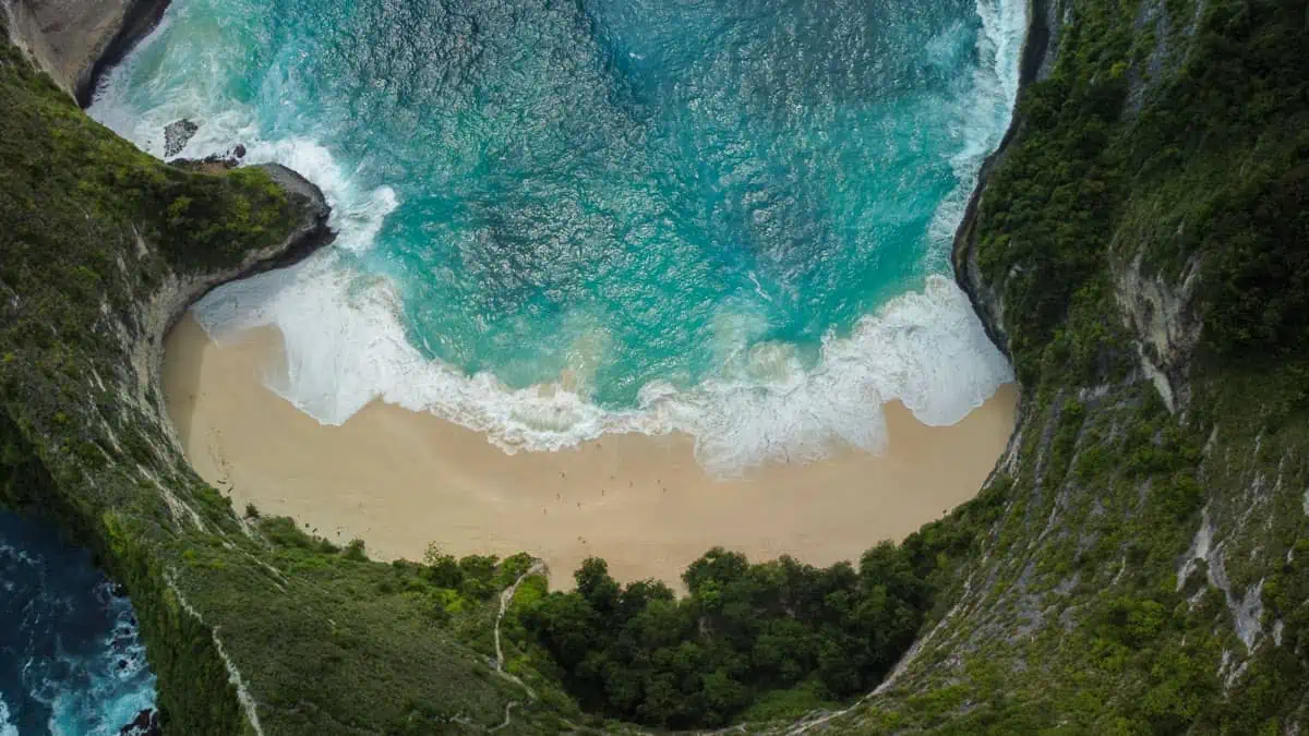 aerial shot of beach in bali